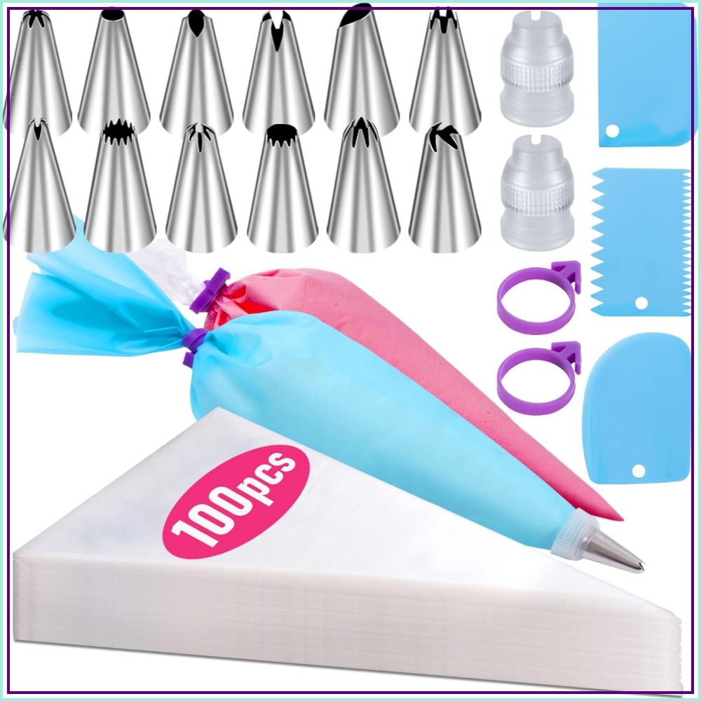 Decorating Tip Set - 100 Pcs Poches à pâtisserie jetables