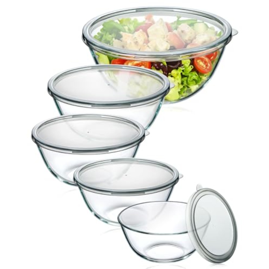 Kitchen Glass Baking Set - Ensemble de 5 bols à mélanger
