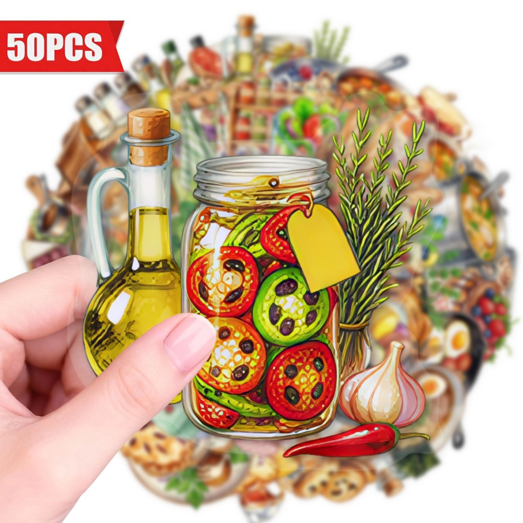 Baking (Kitchen Ingredient) - 50 autocollants transparents en PET pour