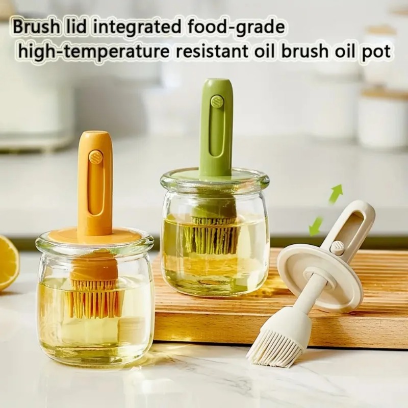 Kitchen Glass Baking Set - Bouteille Distributrice d'Huile avec Brosse en