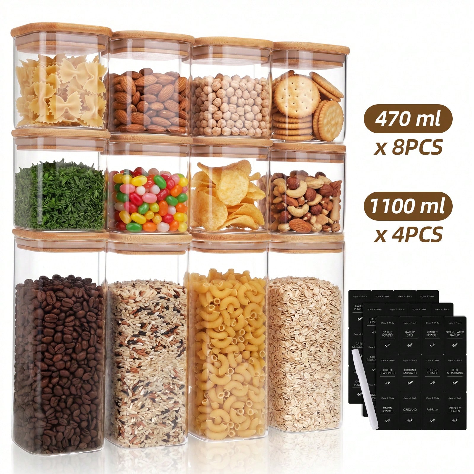 Tomnk 12 récipients de conserv - Kitchen Baking Canisters avis et prix